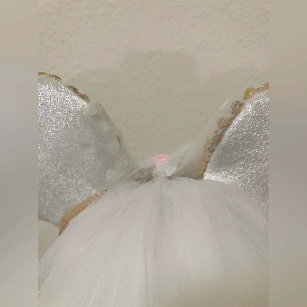 Disney Parks Bridal Minnie Mouse Ears Veil Bride Sequin Headband - Picture 10 of 13